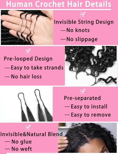 20-Inch Miracle Knots Crochet Human Hair for Black Women - T1b/30 Ombre Deep Wave