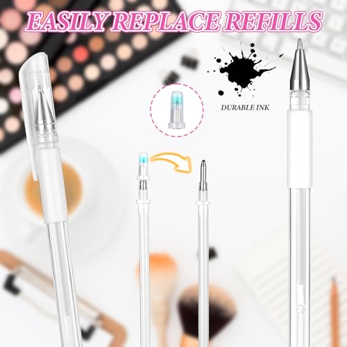 Eyebrow Microblading Marker Pen, 4 Pcs Brow Mapping Pens with with 8 Replacement Refills, Makeup Tattoo Skin Marker Pen, Brow Lamination Supplies for Eyebrow Lip Skin(White)