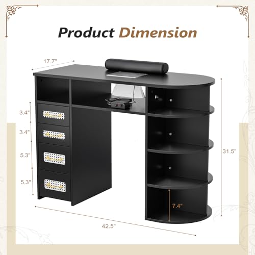 OmySalon Electric Nail Desk with Dust Collector & Storage