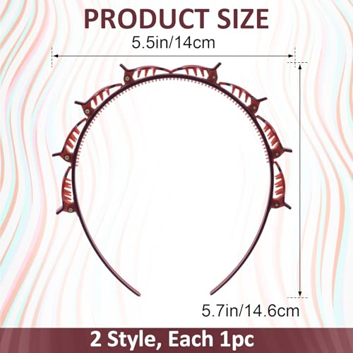 DC CLISENCE 2-Pack Double Layer Clip Headbands with 8 Mini Clips – Black & Brown