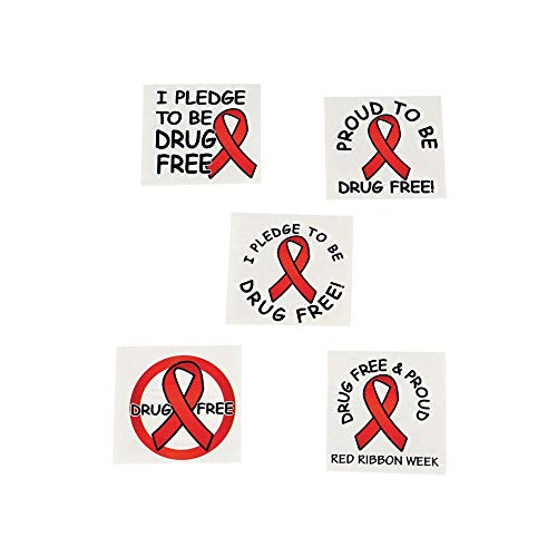 Red Ribbon Week Temporary Tattoos - 72 Pack