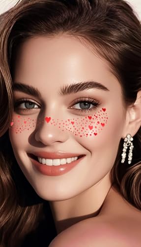 Valentine's Day Face Tattoos - 12 Glitter Heart Patches for Women