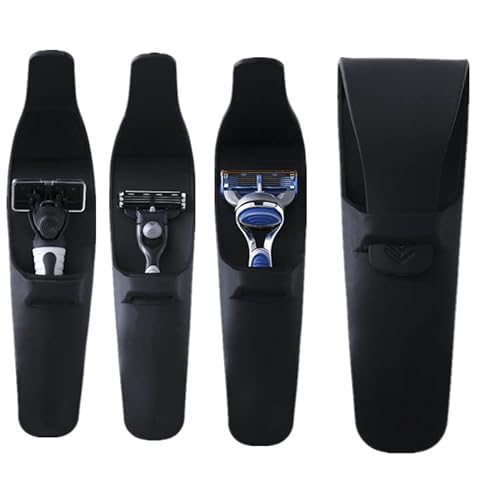 3Pack Silicone Razor Case, JCSMARTEC Rubber Safety Travel Shaver Cover Bag Protector, Portable Waterproof Razor Carrying Case (3-PACK)