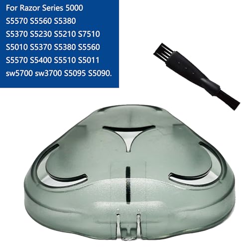 Razor Head Dustproof Cover Compatible with Philips S5000 SW5000 Series, Plastic Protective Razor Cap for Men's Shaver S5008 S5010 S5011 S5013 S5015 S5040 S5050 S5070 S5071 Sh50 and Cleaning Brush Set