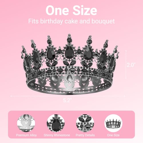 Queen Crown Tiara for Women - Black Rhinestone