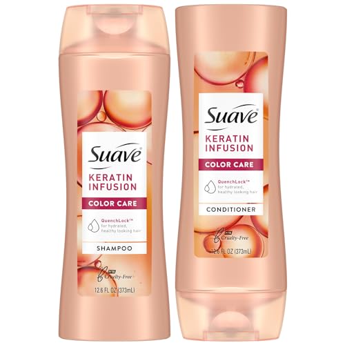 Suave Shampoo and Conditioner Set, Keratin Infusion, Color Care ? Protein Hair Treatment, Detangler and Frizz Control, 12.6 OZ Ea (2 Piece Set)