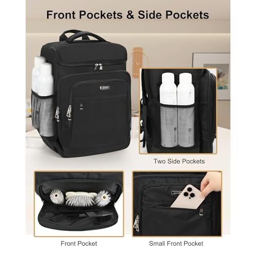 Relavel Barber Bag, Hair Tools Travel Bag, Barber Cases for Clippers and Supplies, Hairstylist Backpack Hairdresser Cosmetology Case for Hair Cutting Tools, Hair Salon Hairdresser Must Haves, Black