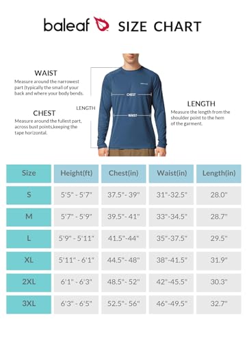 BALEAF Men's Long Sleeve Swim Shirts Rash Guard UV Sun Protection SPF T-Shirts UPF 50+ Quick Dry Swimming Fishing Bluish Violet Size S