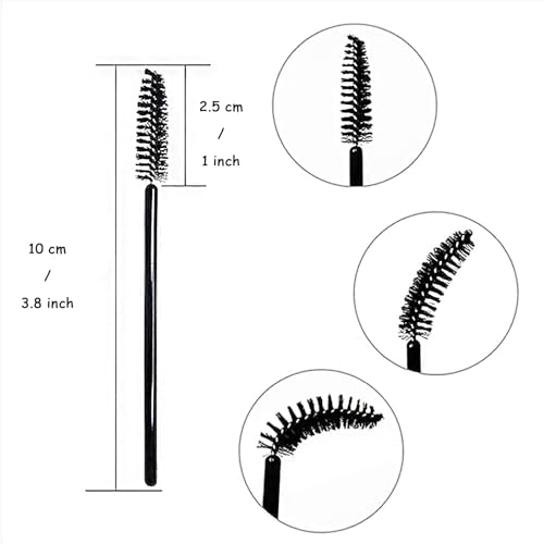 i-Laesh Black 100 Pcs Disposable Eyelash Brush & Mascara Wand Set - Lash & Brow Spoolies