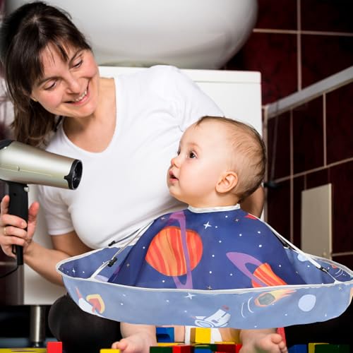 Kids Hair Cutting Cape Adjustable Barber Apron with Space Theme