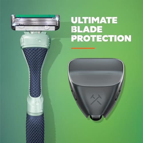 Dollar Shave Club | Acne Friendly Shaving Kit | 4 Blade Razor Cartridges with Sliptech(TM) Guardbar, Handle & Razor Cover | Razors for Acne-Prone Skin with Hyaluronic Acid-Infused Lubricated Strip