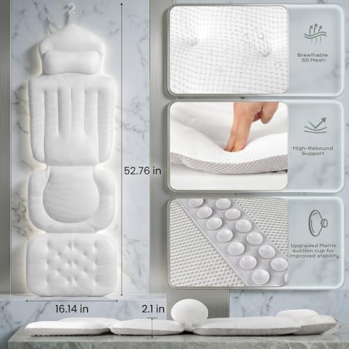 5D Mesh Bath Pillow with Neck & Back Support - Non-Slip