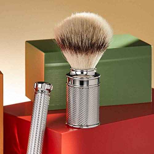 M?HLE Traditional Silvertip Badger Shaving Brush | Chrome Plated Stainless Steel Handle | Luxury Shave Accessory for Men