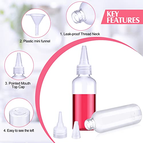 Eccliy 60 Pack 2 oz Boston Dispensing Squeeze Bottles Clear Plastic Oil Dropper Bottle Applicator Empty Refillable Bottles for Hair Color Liquids Oils Art Paint Kitchen Household