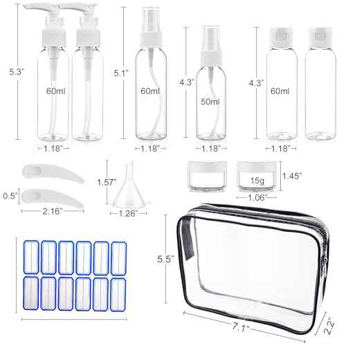 Cosywell Travel Size Bottles for Toiletries 13 Pack 2oz TSA Approved Toiletry Bottles Leak Proof Travel Kit for Women Shampoo Lotion Skincare Cosmetic Container Travel Essentials(White)
