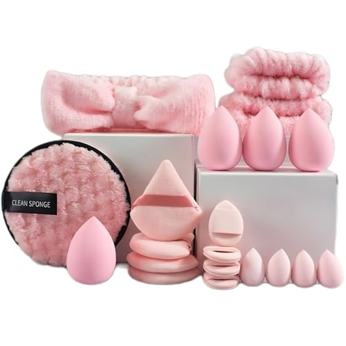 Spa Headband Wristband & Makeup Sponge Set with Cosmetic Bag