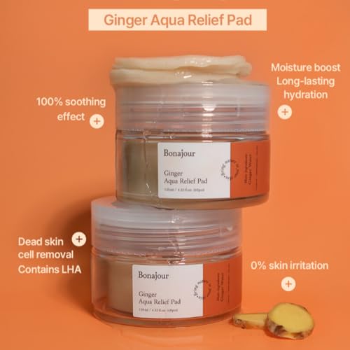 [BONAJOUR] Ginger Aqua Relief Toner Pad - Daily Pad, Gentle exfoliating & Soothing, Barrier Care for Sensitive Skin