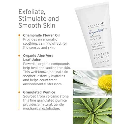 Kerstin Florian Natural Chamomile Body Scrub | Exfoliating Body Wash for Smooth Skin | Gentle Buffing Grains Reveal Skin's Natural Glow | Organic Bath and Shower Skincare | 6 fl oz