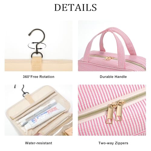 Hanging Toiletry Bag with Personalized Initial, Pink