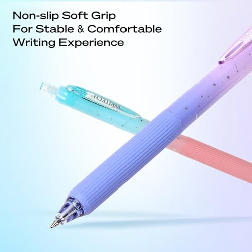 WRITECH Gel Pens 0.7mm Black Ink Retractable 6-Pack
