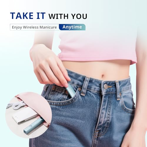 AIRSEE Cordless Mini Nail Lamp with Display & Stand for Gel Nails, Rechargeable, Fast Curing