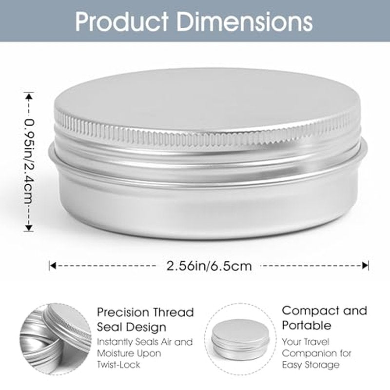 4Pcs 2 Oz Metal Tins with Screw Lids - Aluminum Storage Containers