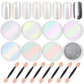 8 Jars Chrome Nail Powder Dip Magic White Pearl Kit Silver Mirror |