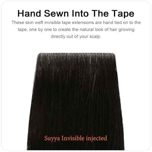 SUYYA Invisible Tape in Hair Extensions Human Hair Natural Black Seamless Injected Hand-Tied Pro Quality Virgin Human Hair 20PCS 40G/Pack Straight Tape Ins(14 inch #1B Off Black)