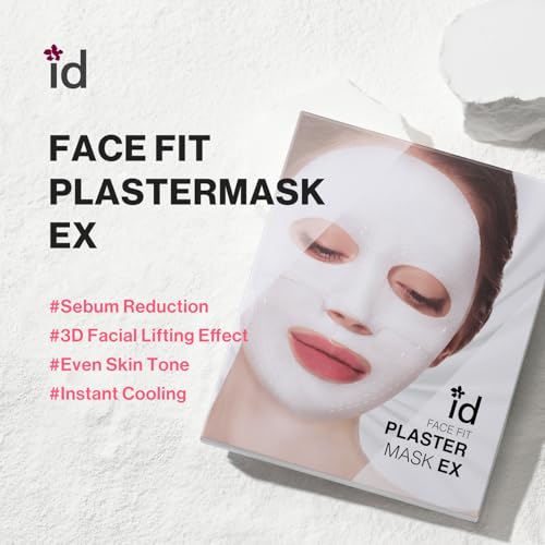 idplacosmetics ID FACE FIT PLASTER MASK EX (4 Sheets) ? Kaolin Clay Sheet Mask Set for Pore-Look & Oil Control, Korean Skincare Two-Piece Dry-Down Mask for Smoother Texture & Matte Finish
