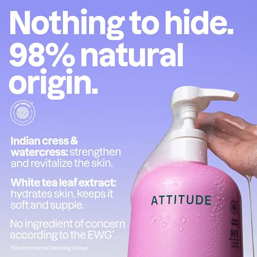 ATTITUDE White Tea Shower Gel, 32 Fl Oz, Vegan & EWG Verified