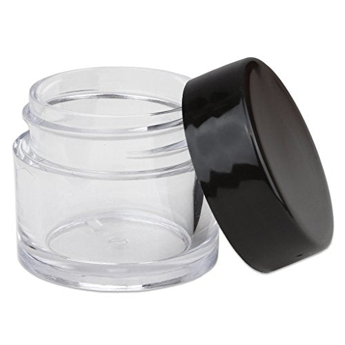 Beauticom High-Graded Quality 7 Grams/7 ML (Quantity: 24 Packs) Thick Wall Clear Plastic LEAK-PROOF Jars Container with Black Lids for Cosmetic, Lip Balm, Lip Gloss, Creams, Lotions, Liquids