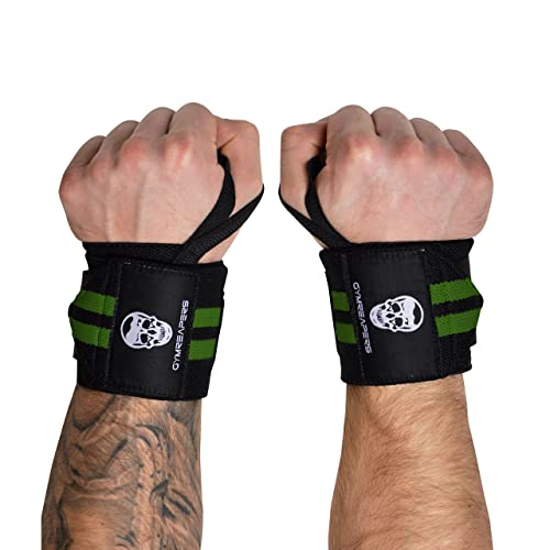 Gymreapers Weightlifting Wrist Wraps (Competition Grade) 18" Professional Quality Wrist Support with Heavy Duty Thumb Loop - Strength Training, Bodybuilding(Military Green,18")