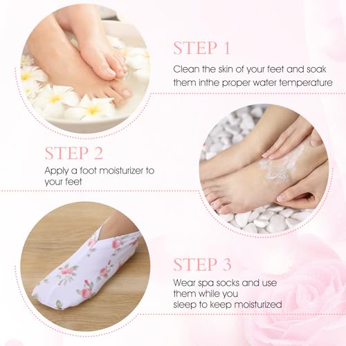 Abeillo Overnight Moisturizing Socks for Dry Cracked Feet - 6 Pairs