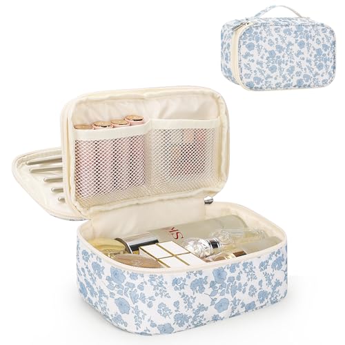 Relavel Travel Makeup Bag Small Floral Cosmetic Organizer