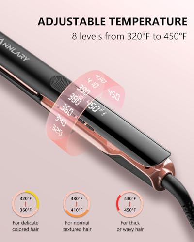 ANNLARY 1 Inch Titanium Ceramic Flat Iron Straightener and Curler 2 in 1