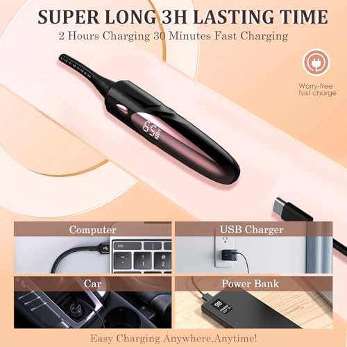 Gacavks Electric Heated Eyelash Curler - USB Rechargeable, 10s Heat-Up, 4 Modes