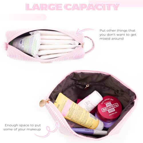 Personalized Initial Makeup Bag Set - Canvas Cosmetic Organizer for Teen Girls