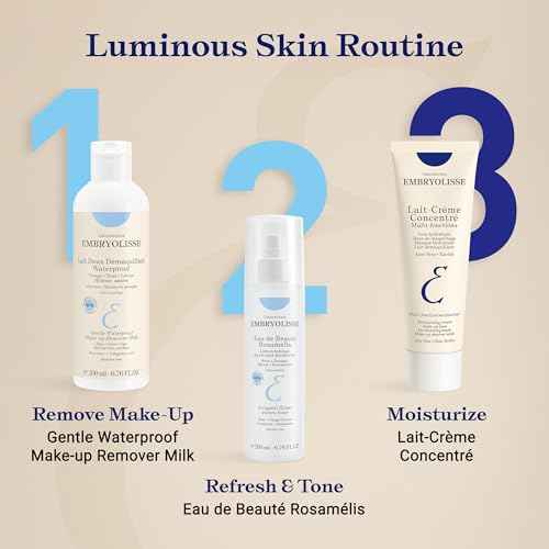 Embryolisse Gentle Waterproof Make-up Remover Milk, 4-in-1 Hydrating Facial Cleanser for Sensitive Skin with Aloe Vera & Shea Butter, 6.76 Fl Oz