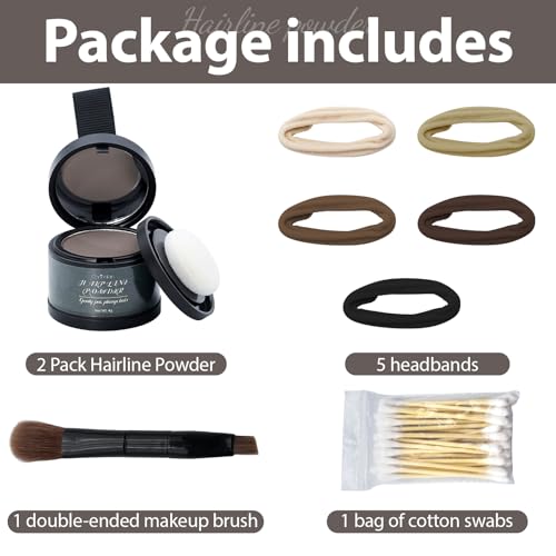 2 Pack Hair Root Touch Up Powder for Women & Men, Dark Brown