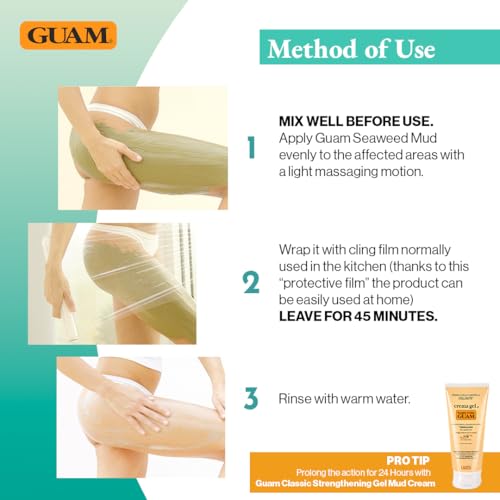 Guam Anti-Cellulite Body Wrap for Thighs & Legs - Max Strength Seaweed Mud