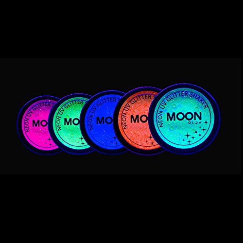 Moon Glow UV Neon Glitter Shakers Set of 5 + Gel