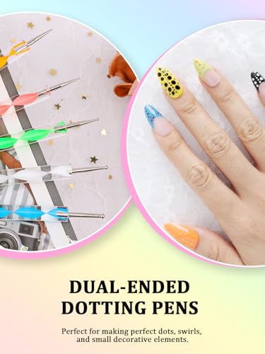 YOOVR Nail Art Tools Set - 15 Brushes, Dotting Tools, Magnetic Stands