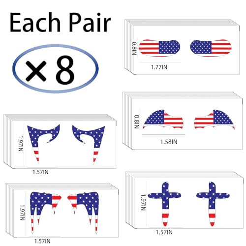 40 Pairs American Flag Eye Black Temporary Tattoos