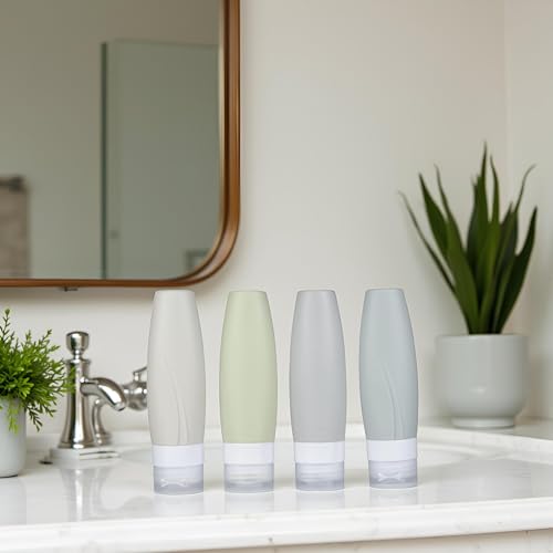 TSA Approved 3oz Silicone Travel Bottles - 4 Pack for Toiletries