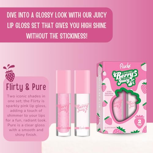 RUDE Berry Juicy Lip Gloss Duo - High Shine Moisturizing
