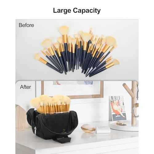 MONSTINA Makeup Brush Organizer Bag,Large Capacity Portable Stand-Up Makeup Brush Holder,Professional Artist Makeup Brush Sets Case Dust-proof TPU Transparent Clear