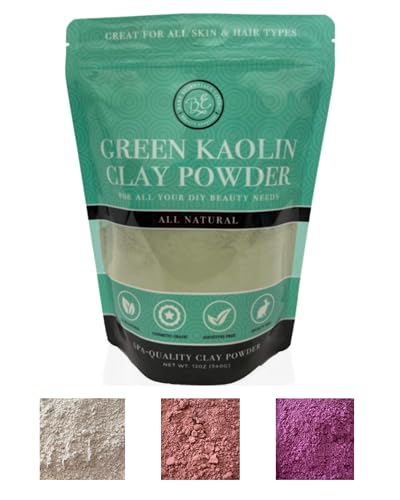 Bare Essentials Living - Green Kaolin Clay Powder (12oz)100% Natural Green Powdered Clay for Seed Bombs, Green Clay Mask, DIY Spa, Soap, Bath Bomb, Deodorant, Can be Used as Kaolin Clay for Gardening