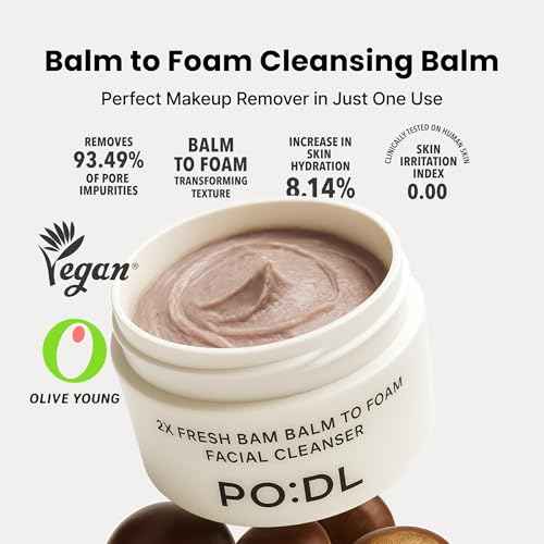 podl Vegan Balm to Foam Cleansing Cream | One Step Makeup Melting Cleansing Balm with Hydrating Foam | Gentle Formula for Sensitive Skin with No Irritation | No Residue & Non-Greasy | Korean Skincare