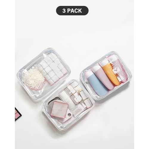 TSA Approved Toiletry Bag - Clear Makeup Bag Waterproof Quart Size Bag, Travel Makeup Cosmetic Bag for Women Travel Car Car Accessories Essentials for Men and Women (3 Pack-Clear)