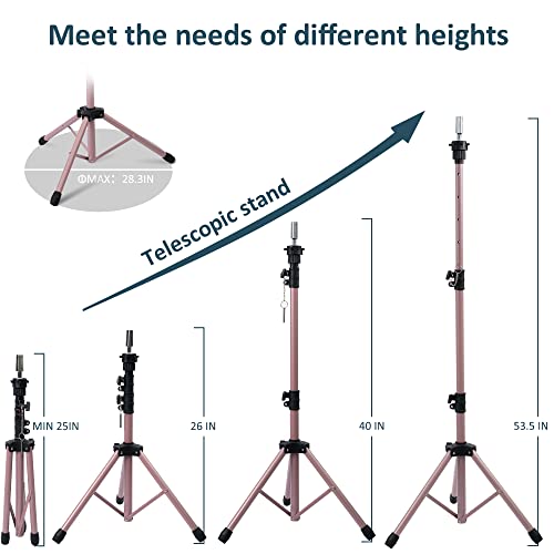 Klvied Wig Stand Tripod Adjustable 25-53.5" with Tool Tray